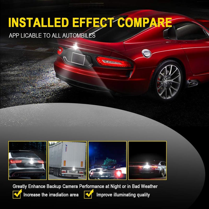 LEADTOPS Auxiliary Back Up Parking Reverse Light LED Bulb, LEADTOPS Mini Universal Anti-Collision Night Performance LED Tail Light Camera Illumination 6000K White for Car Automotive - Image 3